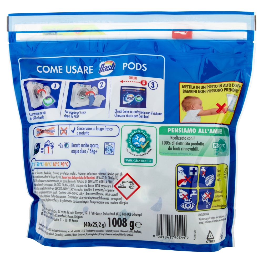 Dash PODS Allin1 Detersivo Lavatrice in Capsule Classico 40 Lavaggi
